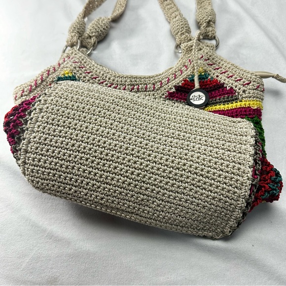 The Sak Crochet Purse Beach Boho Shoulder Bag Tote Multi Floral Patch Summer - Picture 5 of 11
